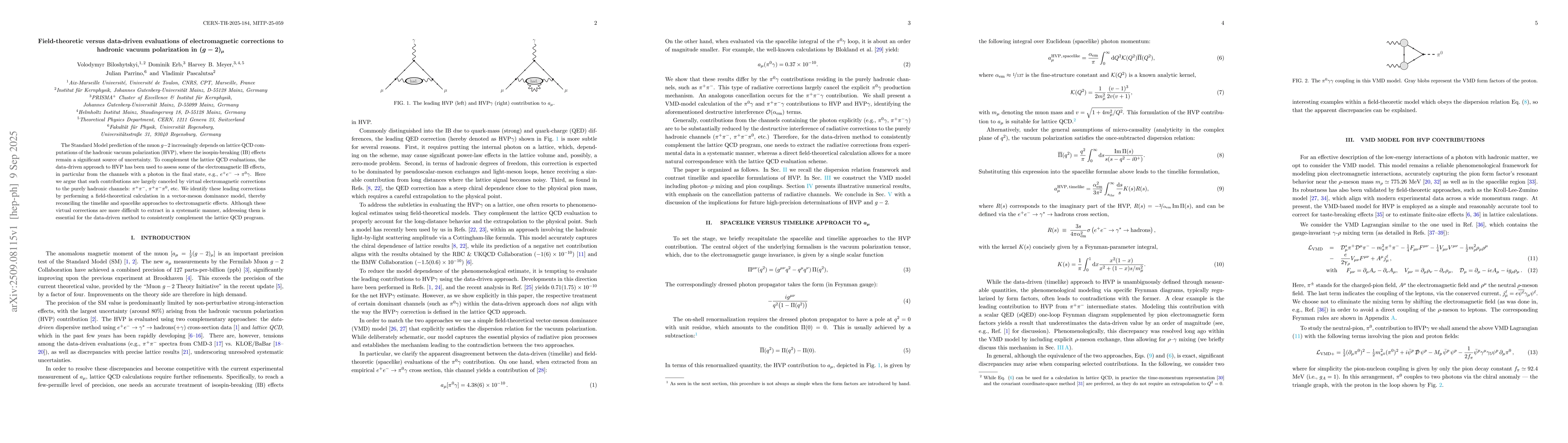 Thumbnail for Field-theoretic versus data-driven evaluations of electromagnetic
  corrections to hadronic vacuum polarization in $(g-2)_μ$