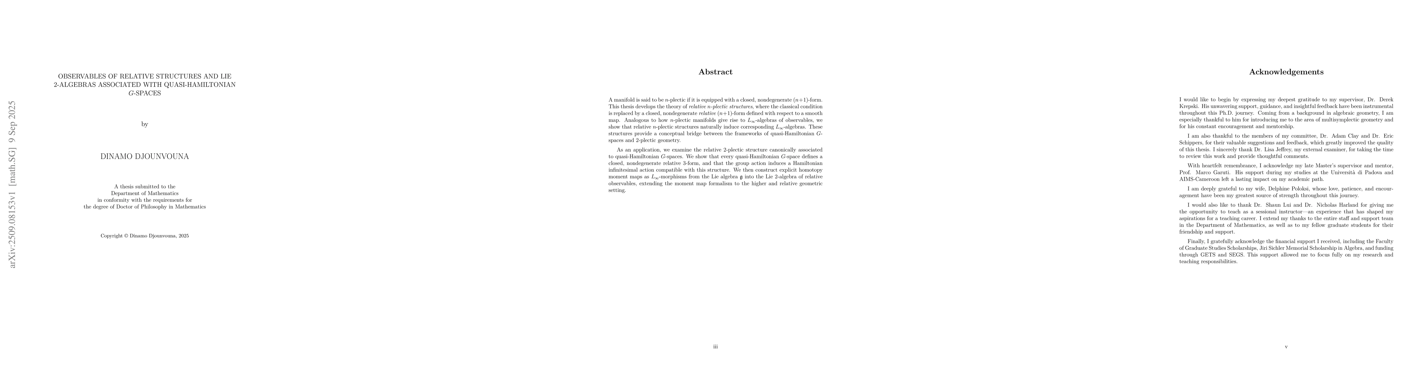 Thumbnail for Observables of Relative Structures and Lie 2-algebras associated with
  Quasi-Hamiltonian $G$-spaces