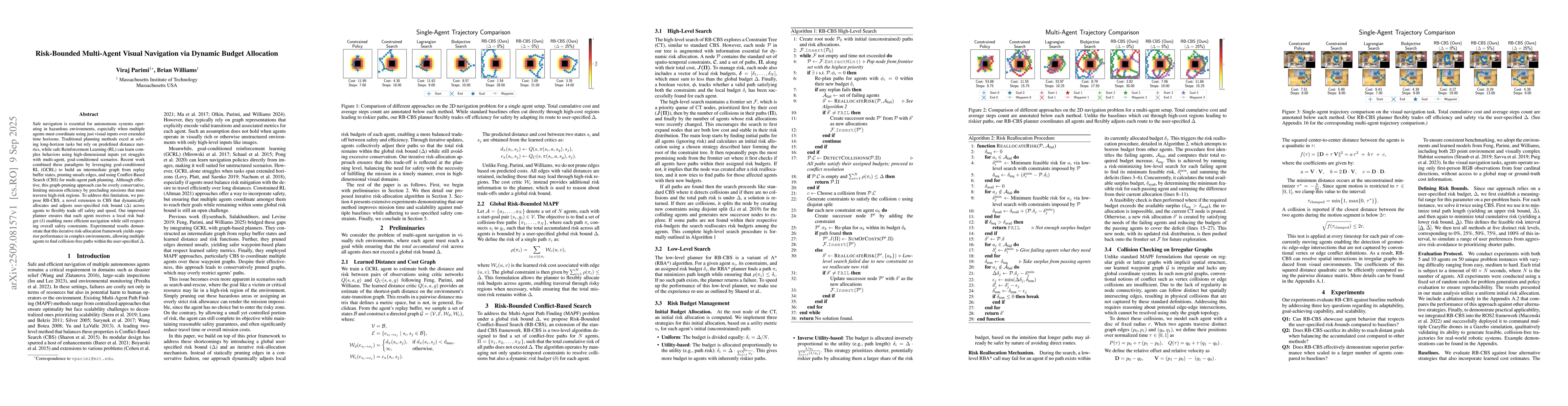 Thumbnail for Risk-Bounded Multi-Agent Visual Navigation via Dynamic Budget Allocation