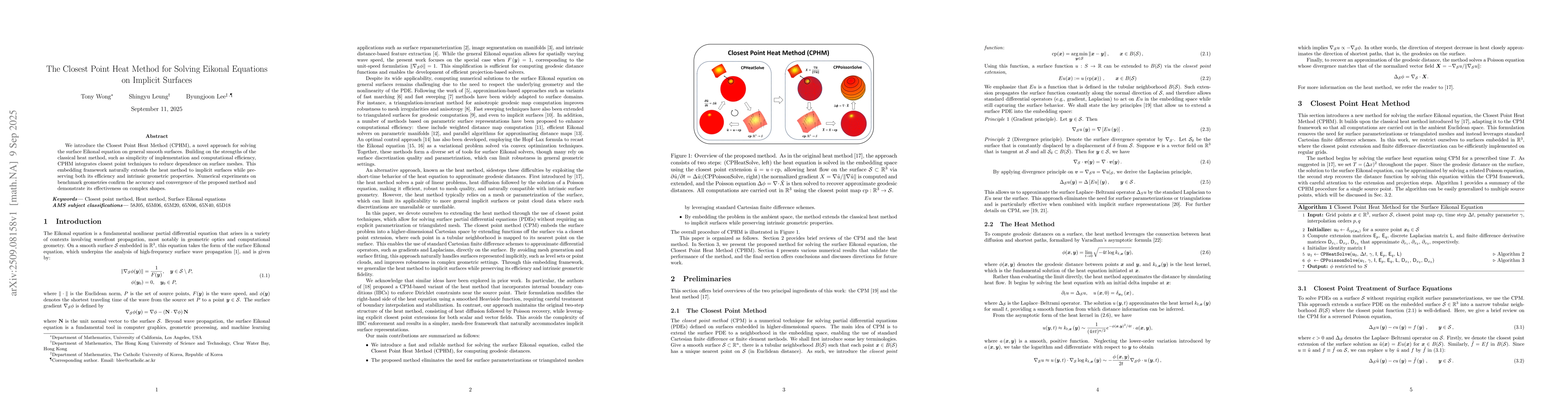 Thumbnail for The Closest Point Heat Method for Solving Eikonal Equations on Implicit
  Surfaces