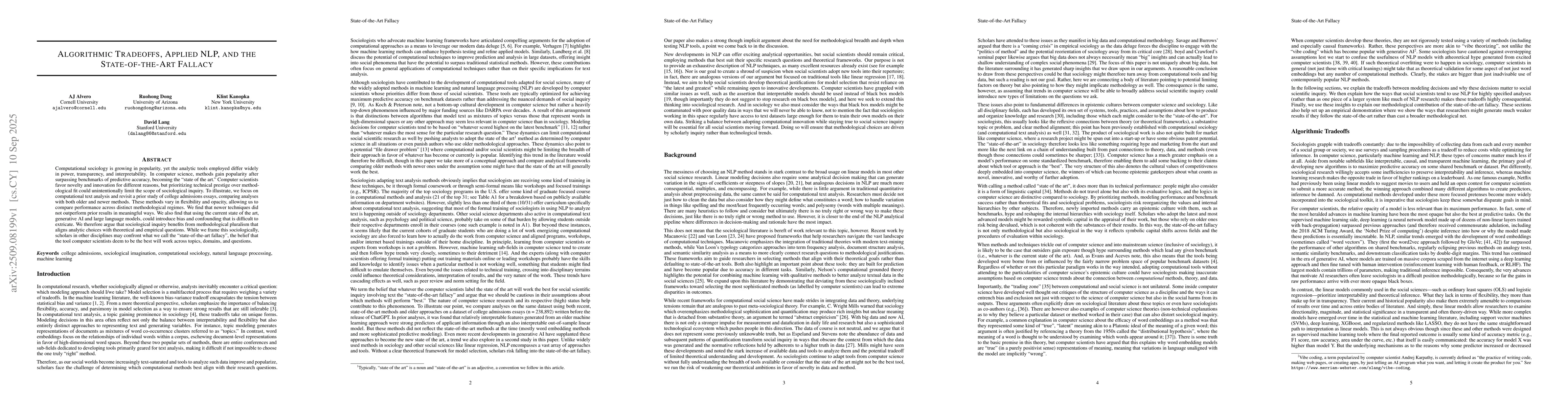 Thumbnail for Algorithmic Tradeoffs, Applied NLP, and the State-of-the-Art Fallacy