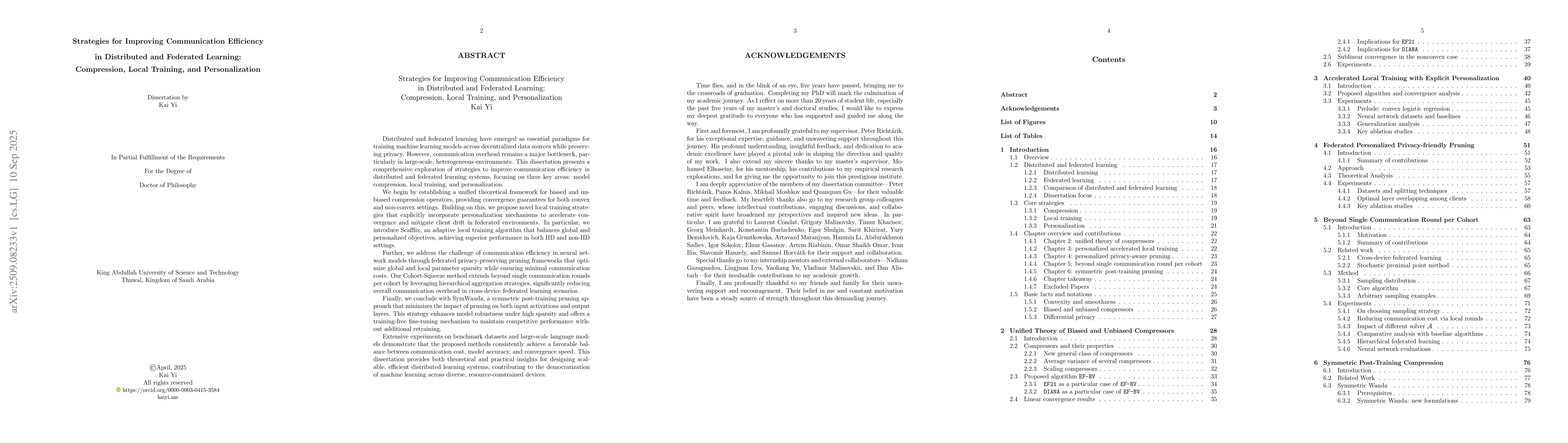 Thumbnail for Strategies for Improving Communication Efficiency in Distributed and
  Federated Learning: Compression, Local Training, and Personalization