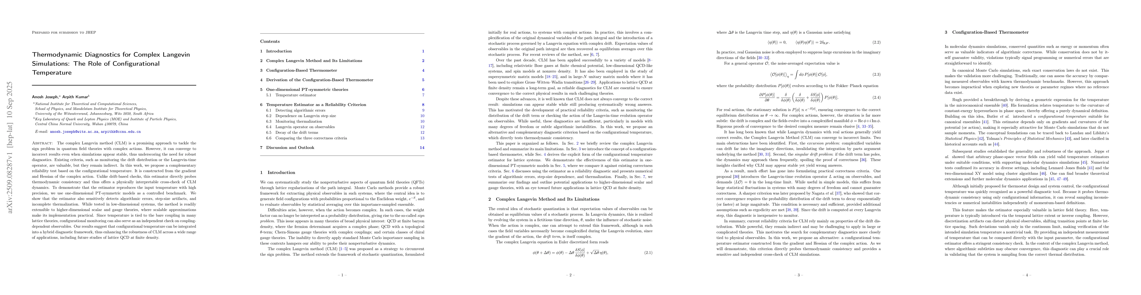 Thumbnail for Thermodynamic Diagnostics for Complex Langevin Simulations: The Role of
  Configurational Temperature