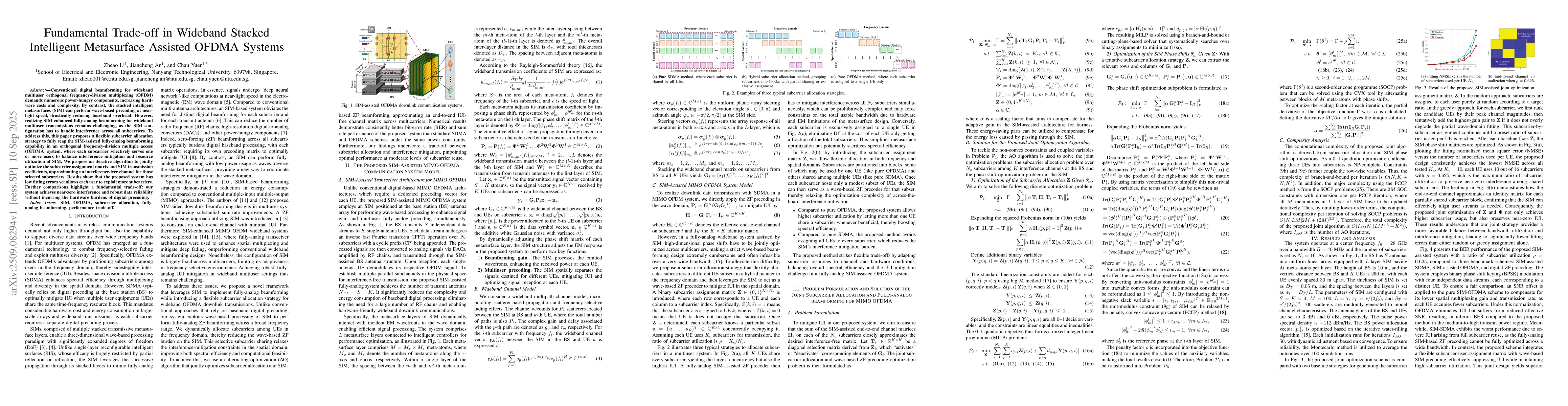 Thumbnail for Fundamental Trade-off in Wideband Stacked Intelligent Metasurface
  Assisted OFDMA Systems