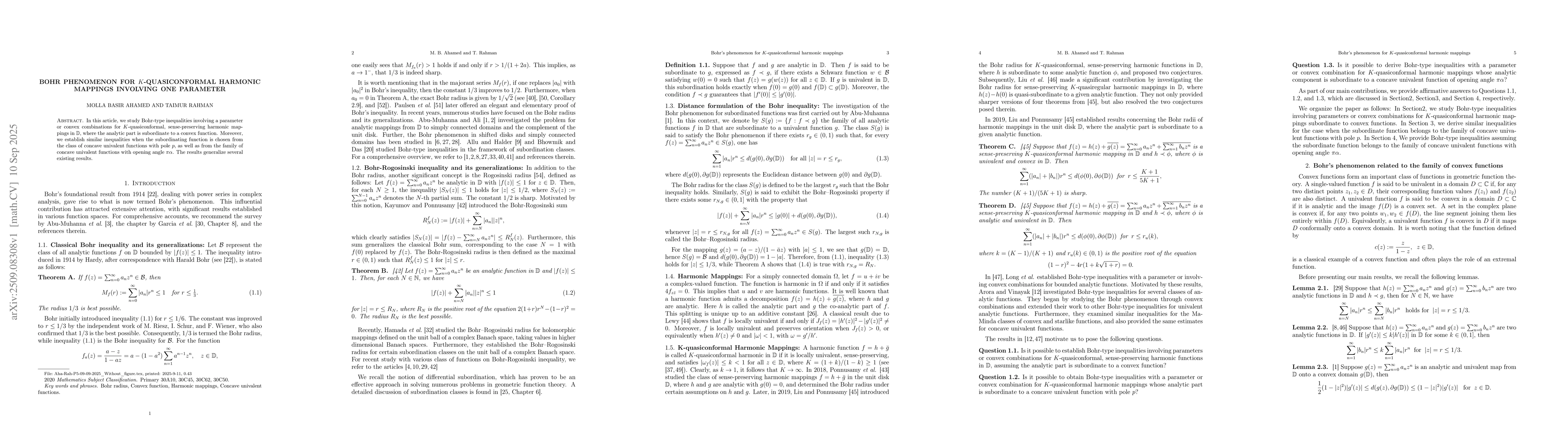 Thumbnail for Bohr Phenomenon for $K$-quasiconformal Harmonic Mappings Involving One
  Parameter