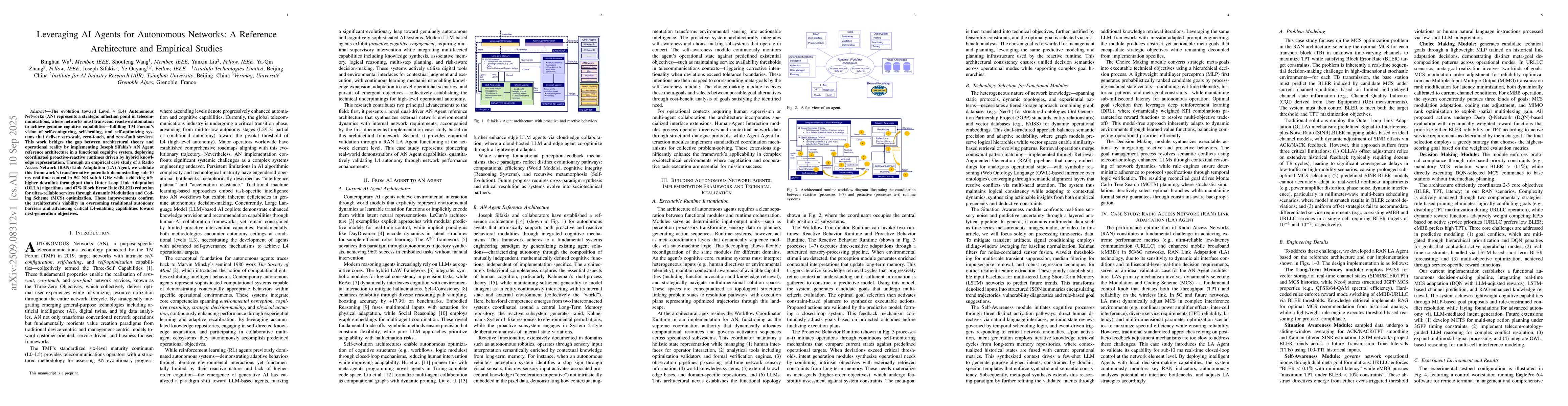 Thumbnail for Leveraging AI Agents for Autonomous Networks: A Reference Architecture
  and Empirical Studies