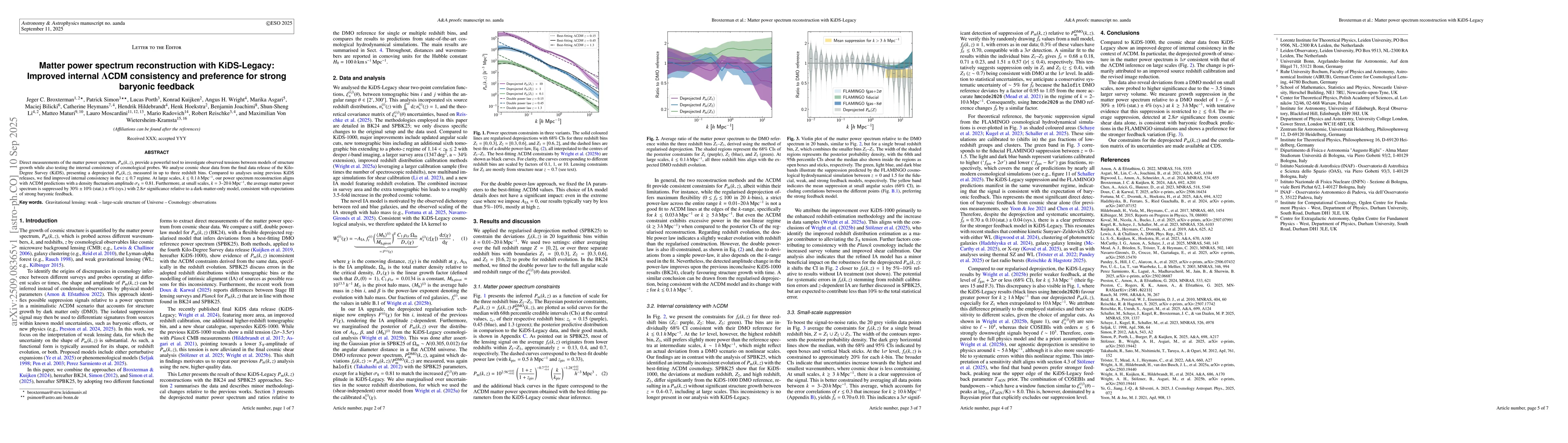 Thumbnail for Matter power spectrum reconstruction with KiDS-Legacy: Improved internal
  $Λ$CDM consistency and preference for strong baryonic feedback