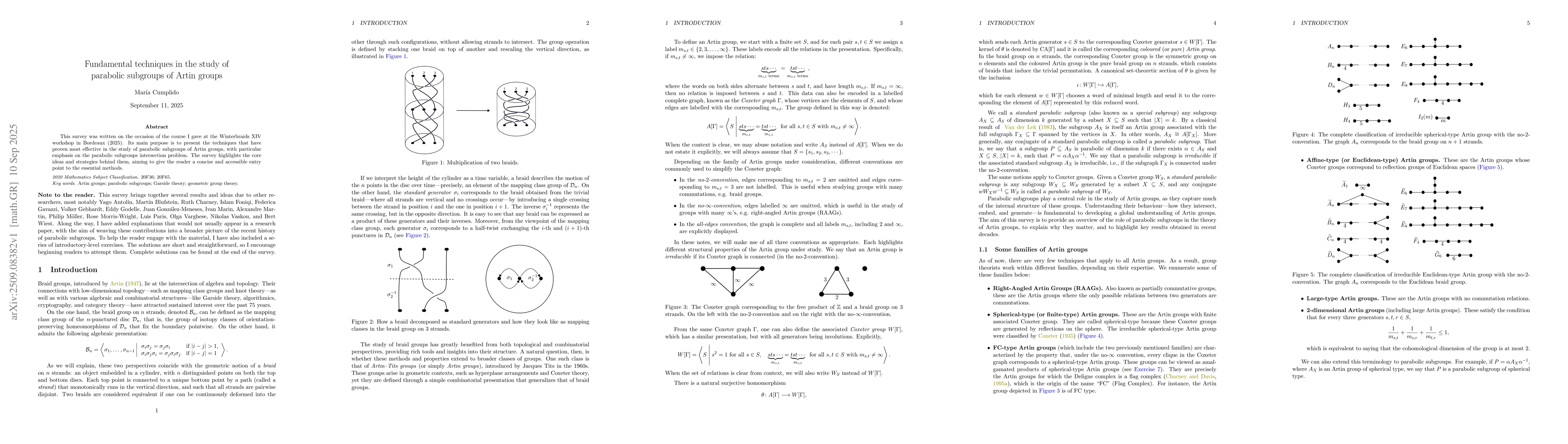 Thumbnail for Fundamental techniques in the study of parabolic subgroups of Artin
  groups