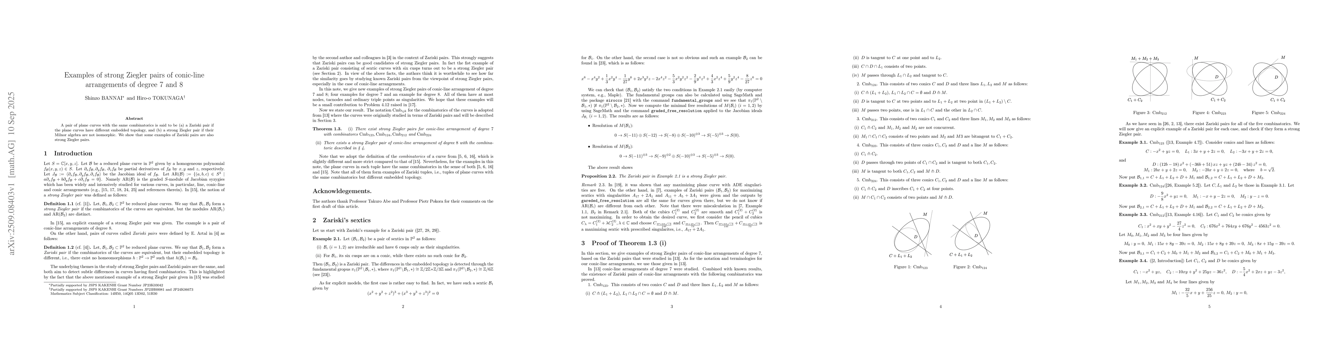Thumbnail for Examples of strong Ziegler pairs of conic-line arrangements of degree 7
  and 8