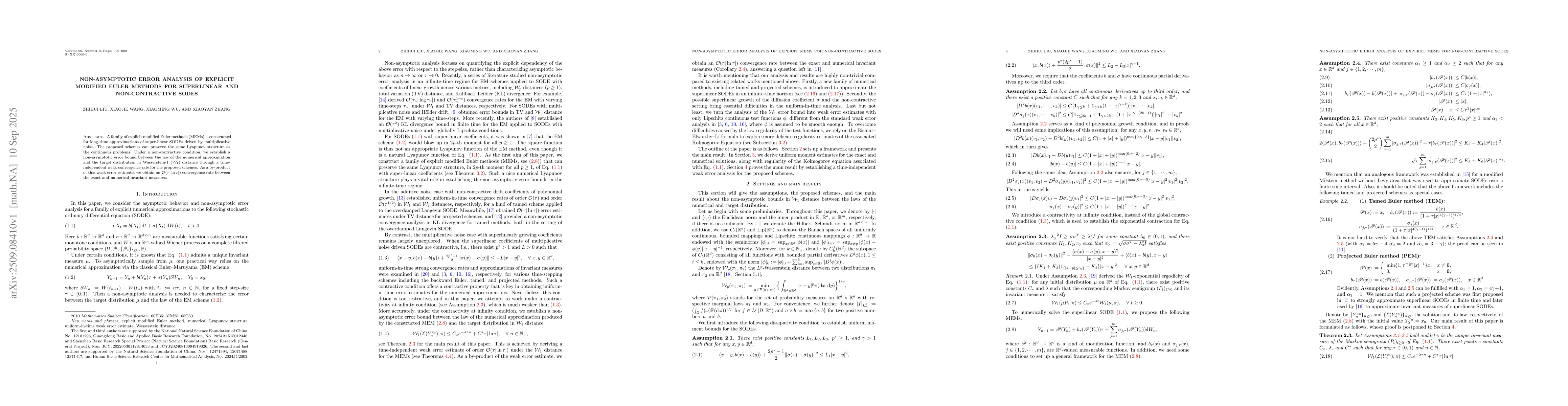 Thumbnail for Non-asymptotic Error Analysis of Explicit Modified Euler Methods for
  Superlinear and Non-contractive SODEs