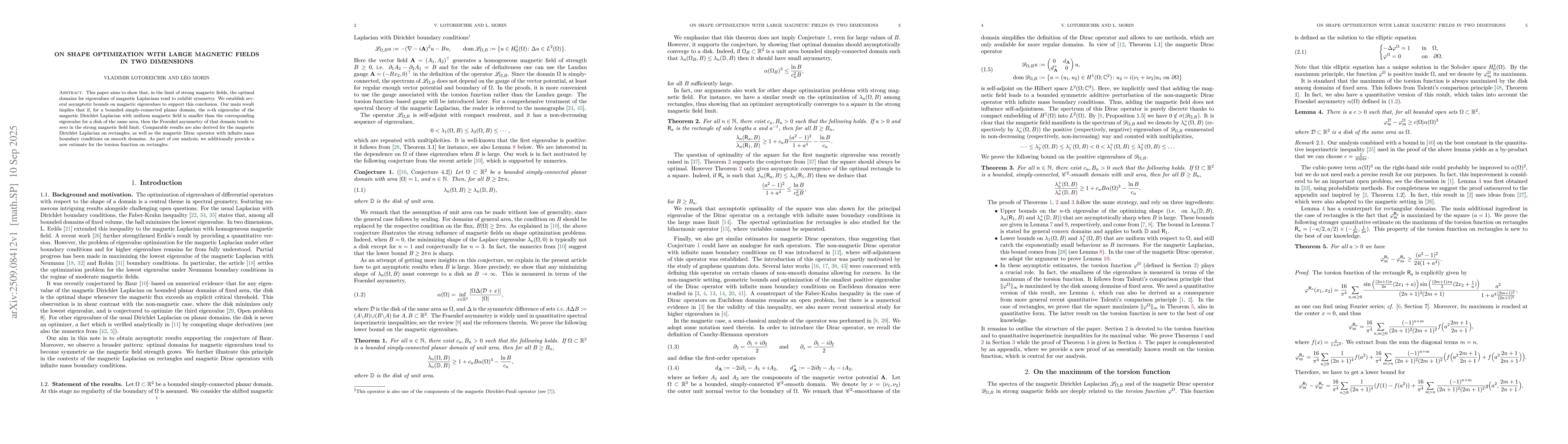 Thumbnail for On shape optimization with large magnetic fields in two dimensions