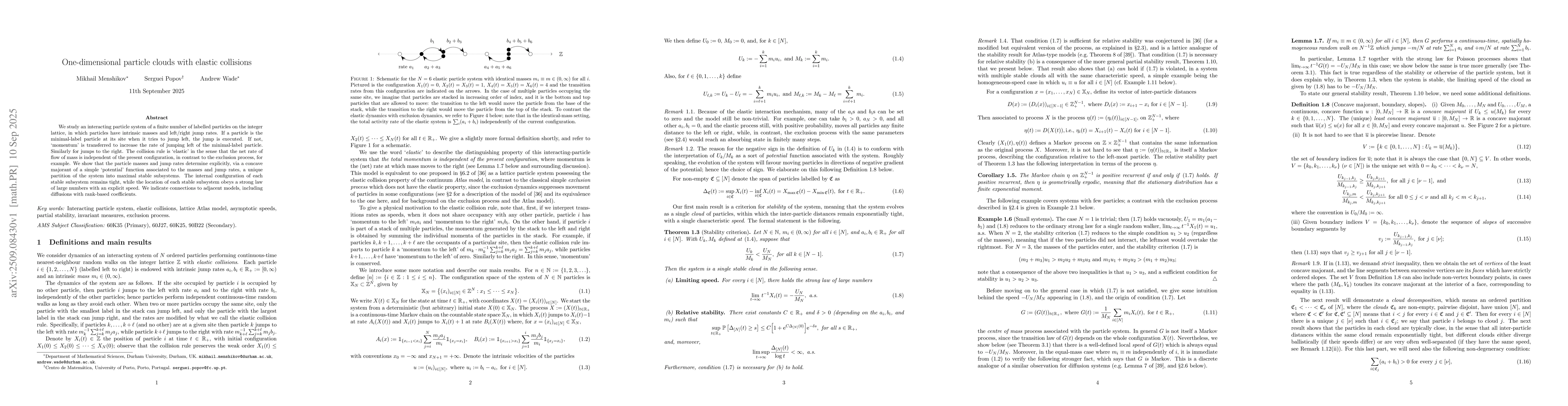Thumbnail for One-dimensional particle clouds with elastic collisions