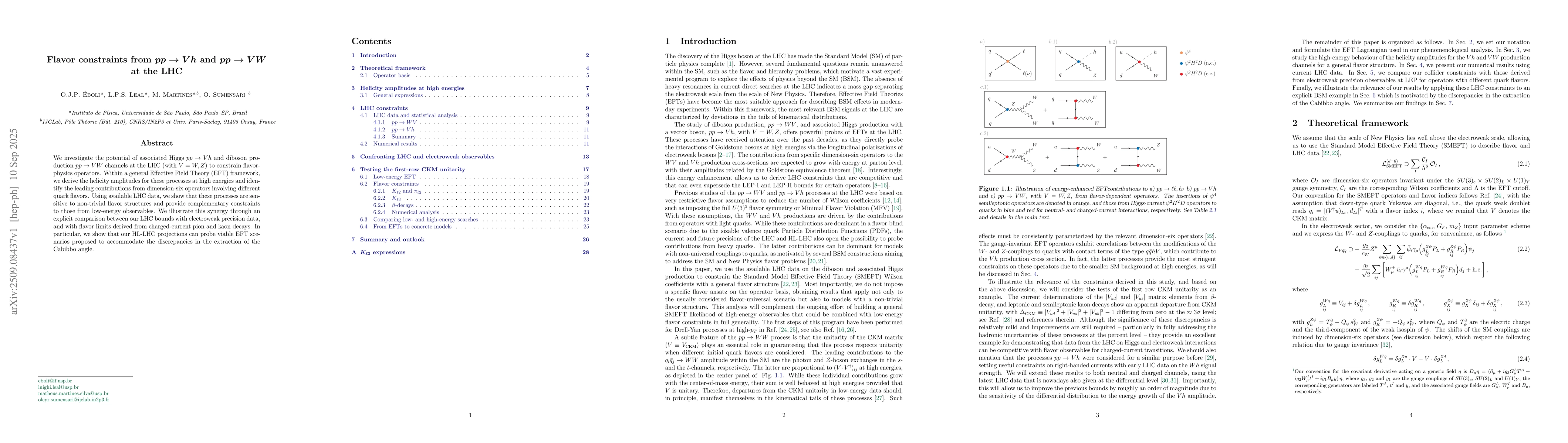 Thumbnail for Flavor constraints from $pp\to Vh$ and $pp\to VW$ at the LHC