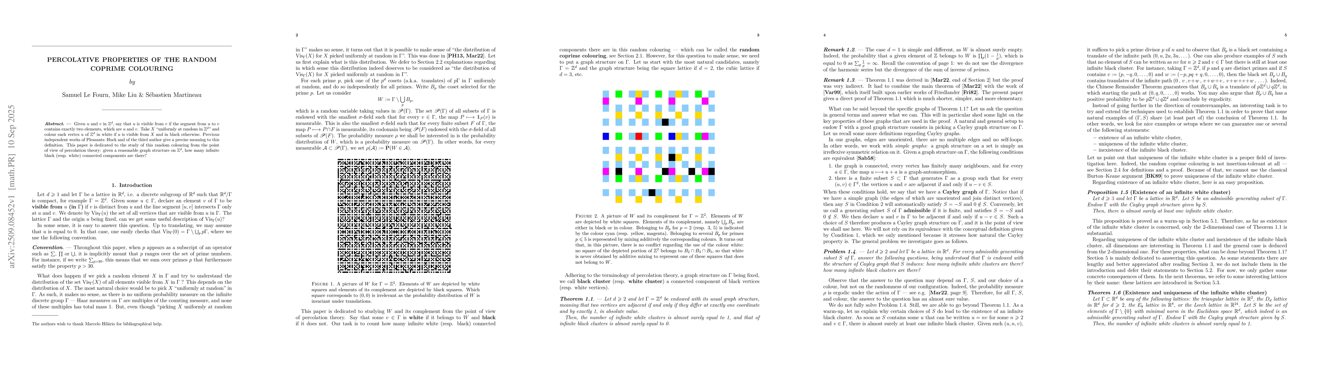 Thumbnail for Percolative properties of the random coprime colouring