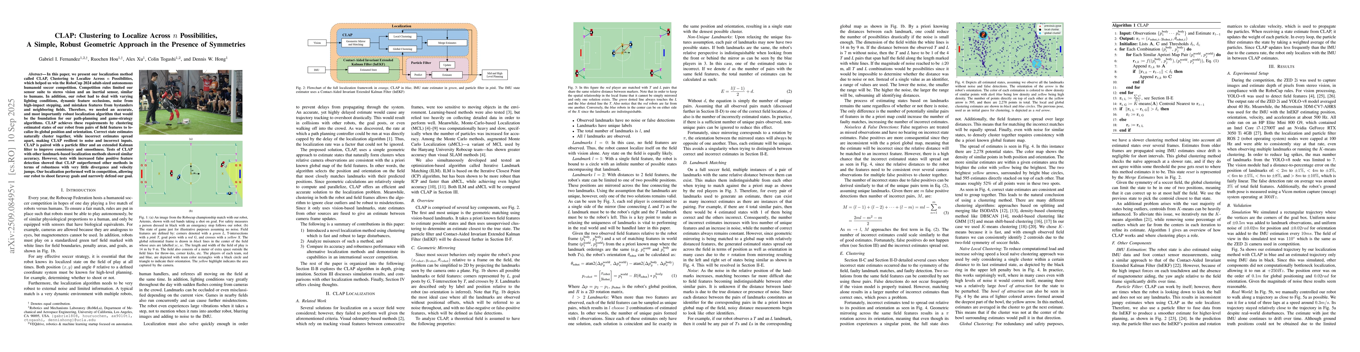 Thumbnail for CLAP: Clustering to Localize Across n Possibilities, A Simple, Robust
  Geometric Approach in the Presence of Symmetries
