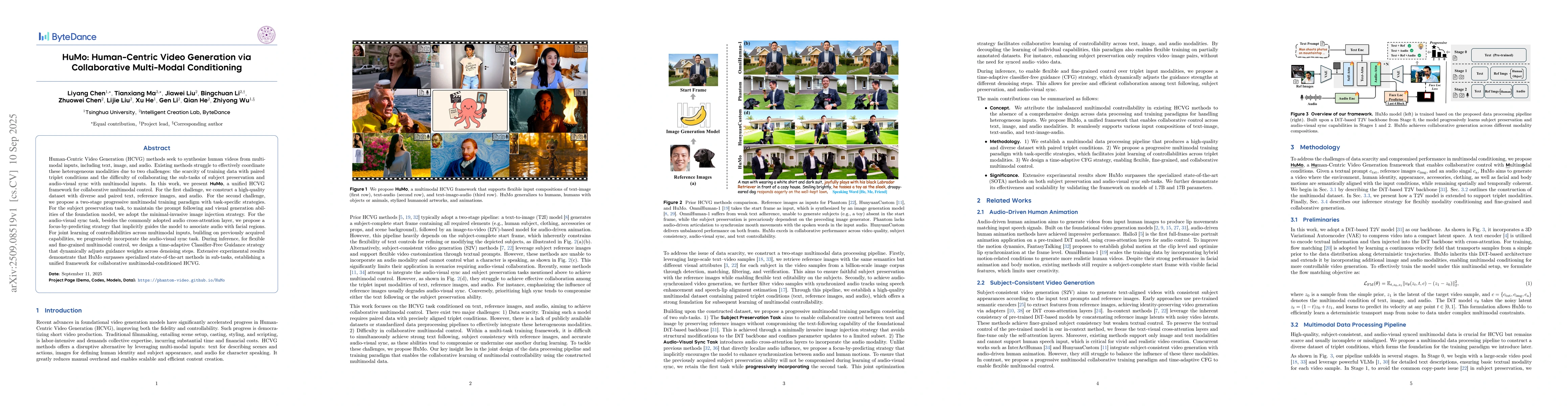 Thumbnail for HuMo: Human-Centric Video Generation via Collaborative Multi-Modal
  Conditioning