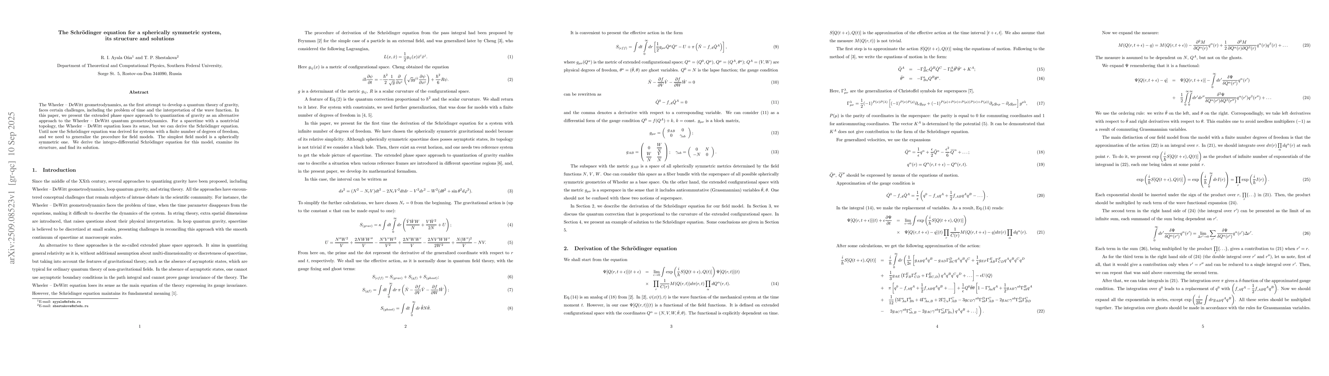Thumbnail for The Schrödinger equation for a spherically symmetric system, its
  structure and solutions