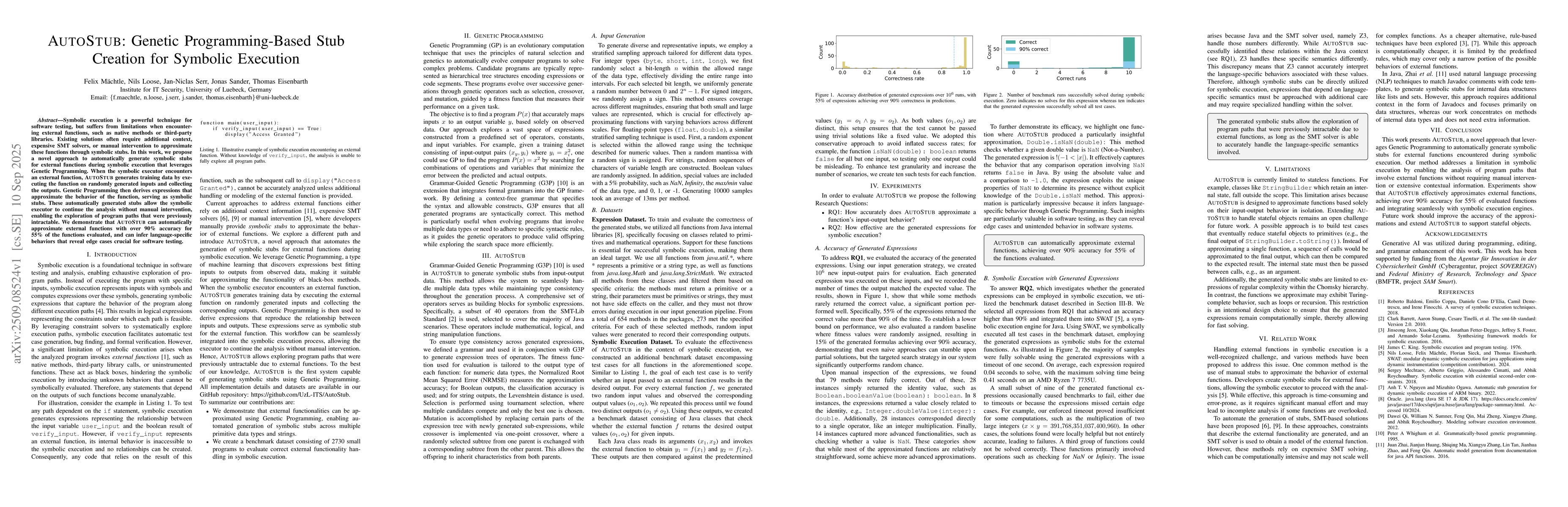 Thumbnail for AutoStub: Genetic Programming-Based Stub Creation for Symbolic Execution