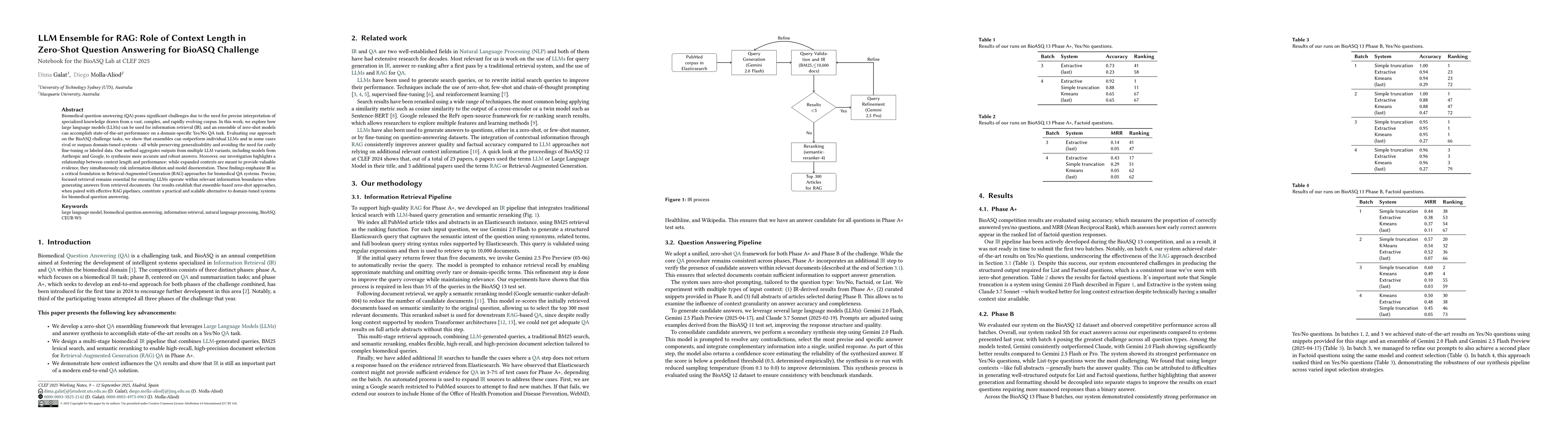 Thumbnail for LLM Ensemble for RAG: Role of Context Length in Zero-Shot Question
  Answering for BioASQ Challenge