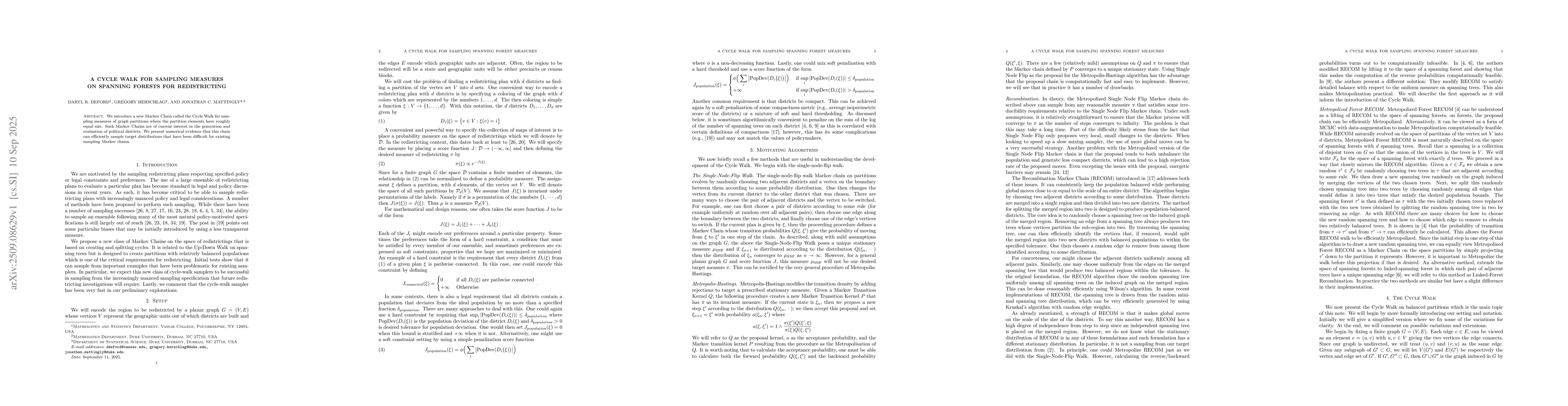 Thumbnail for A Cycle Walk for Sampling Measures on Spanning Forests for Redistricting