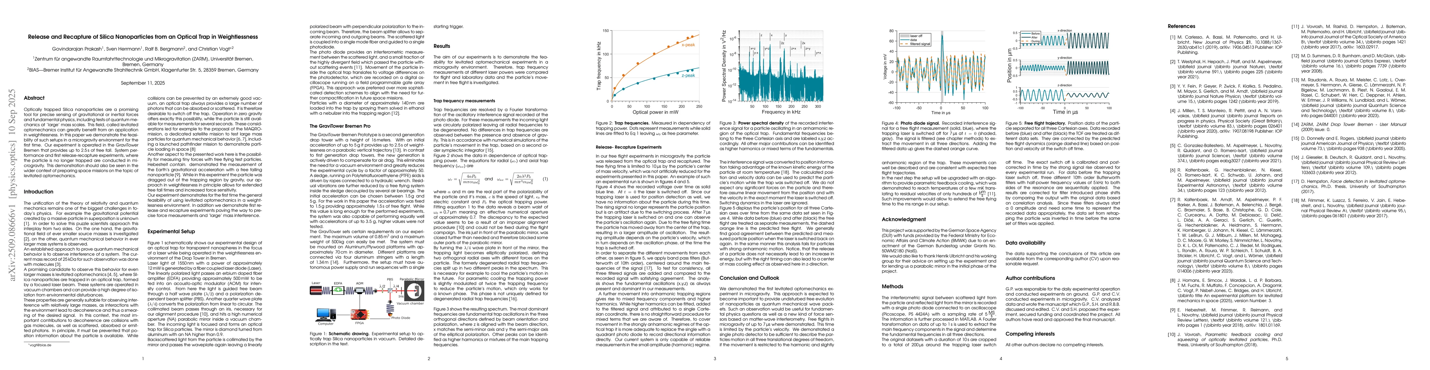 Thumbnail for Release and Recapture of Silica Nanoparticles from an Optical Trap in
  Weightlessness