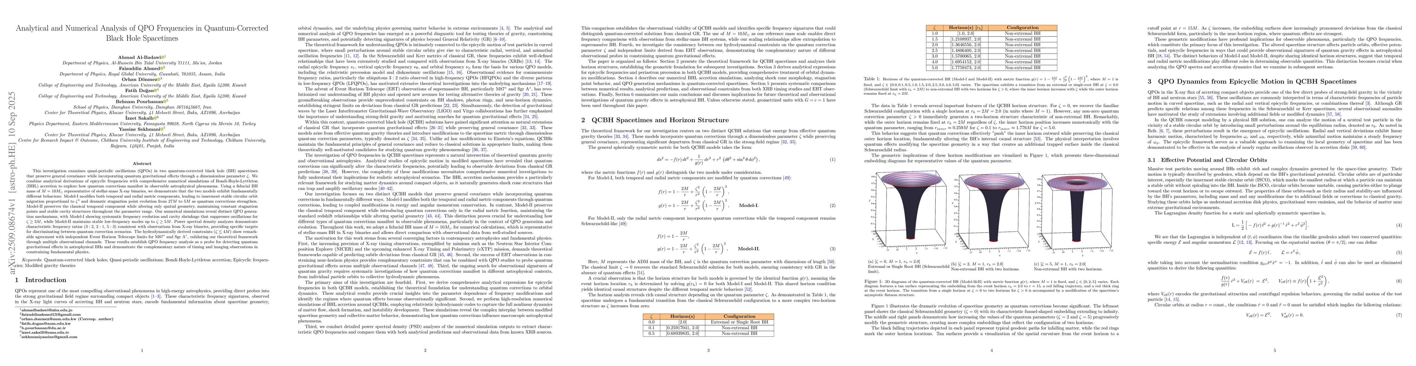 Thumbnail for Analytic and Numerical Constraints on QPOs in EHT and XRB Sources Using
  Quantum-Corrected Black Holes