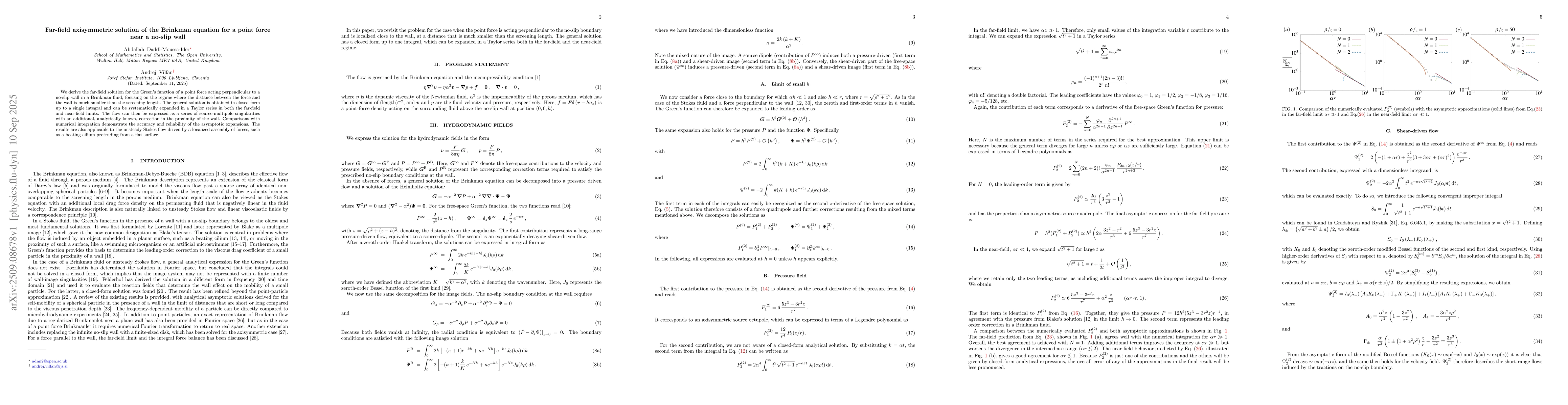Thumbnail for Far-field axisymmetric solution of the Brinkman equation for a point
  force near a no-slip wall