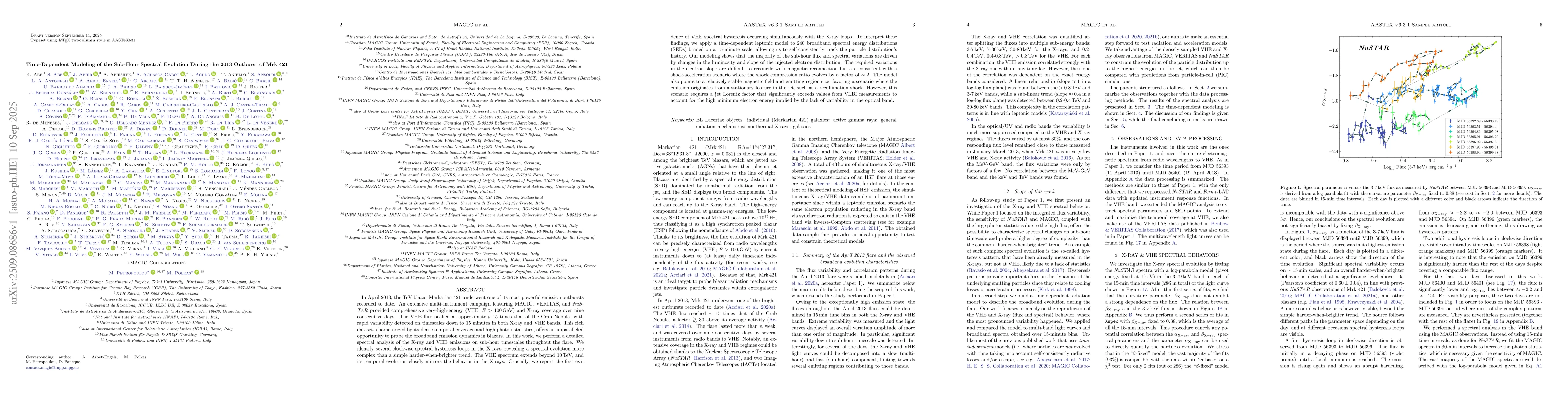 Thumbnail for Time-Dependent Modeling of the Sub-Hour Spectral Evolution During the
  2013 Outburst of Mrk 421