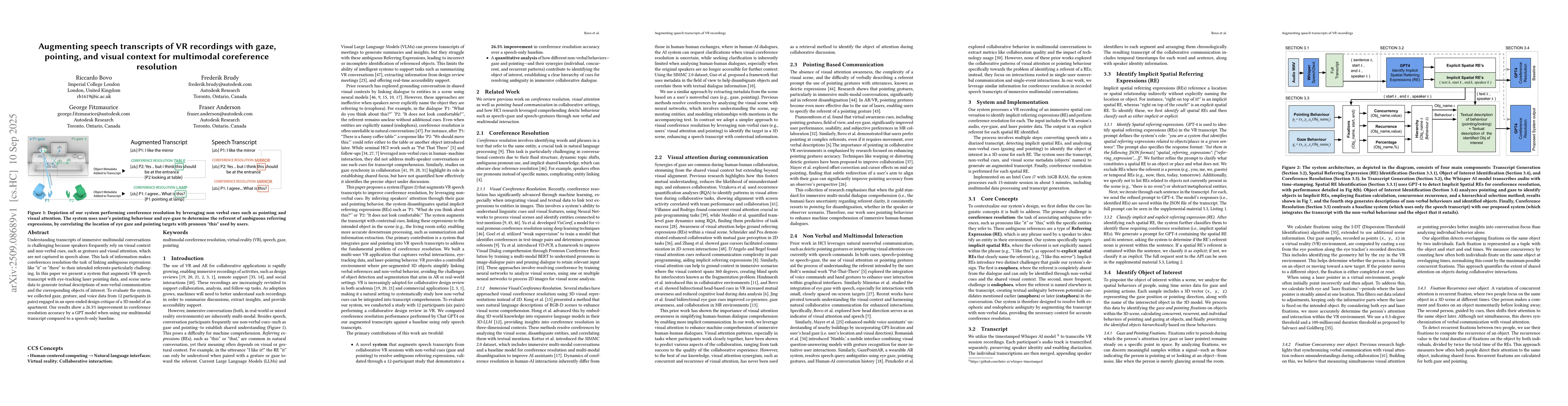 Thumbnail for Augmenting speech transcripts of VR recordings with gaze, pointing, and
  visual context for multimodal coreference resolution