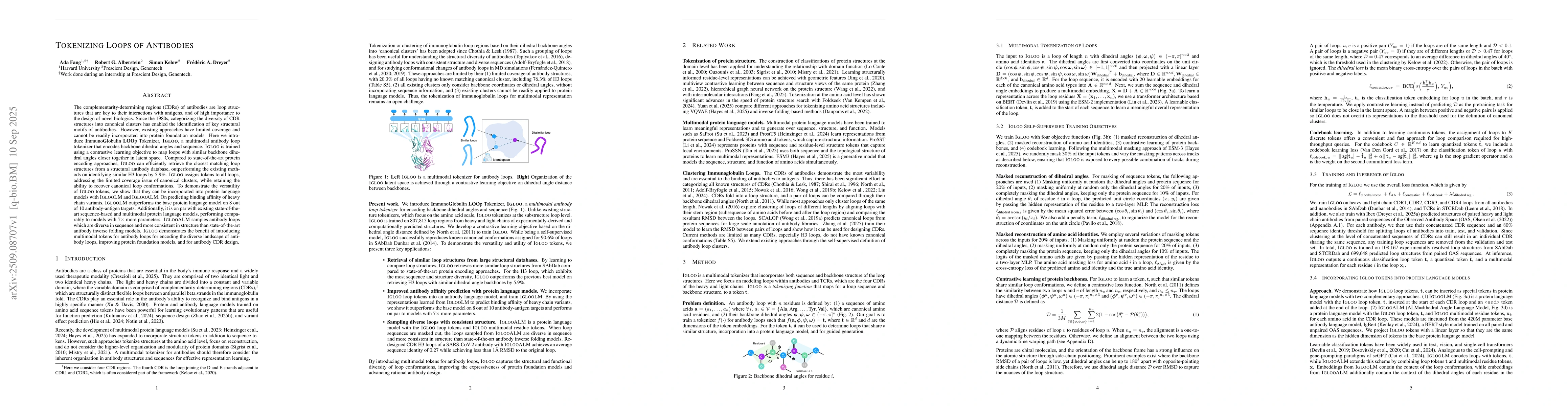 Thumbnail for Tokenizing Loops of Antibodies