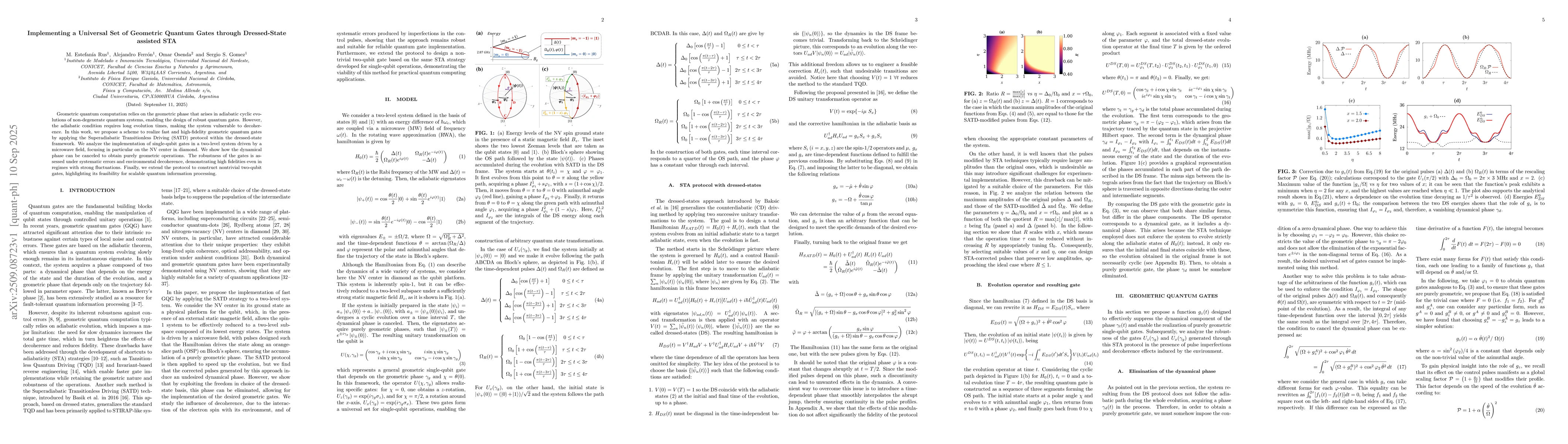 Thumbnail for Implementing a Universal Set of Geometric Quantum Gates through
  Dressed-State assisted STA