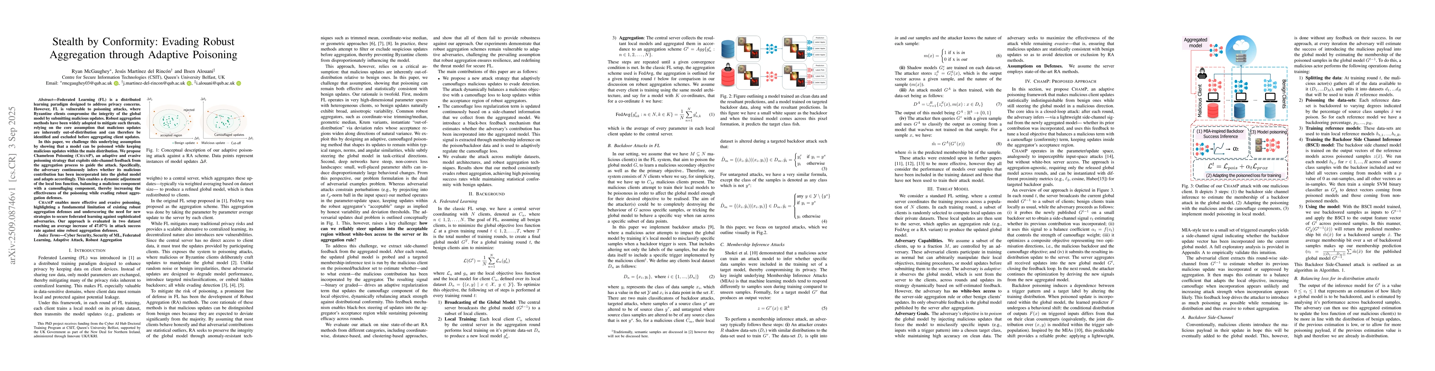 Thumbnail for Stealth by Conformity: Evading Robust Aggregation through Adaptive
  Poisoning