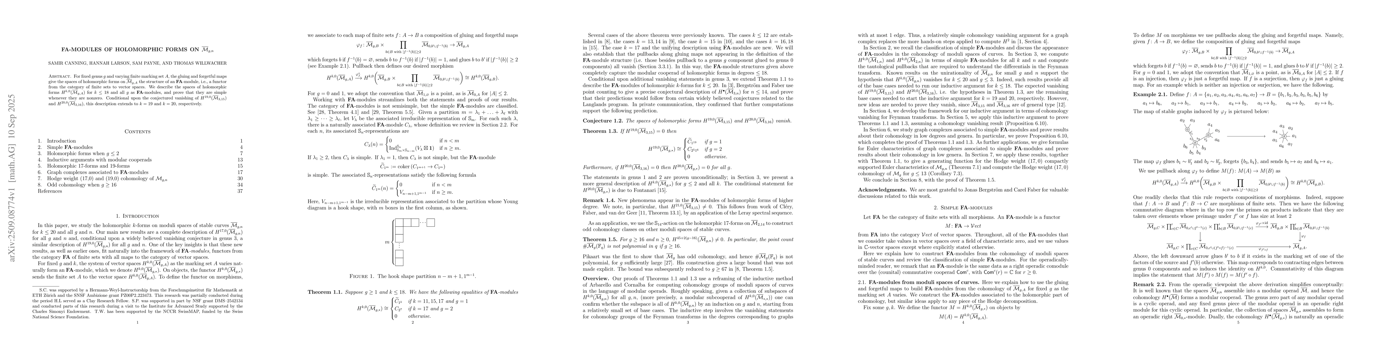 Thumbnail for FA-modules of holomorphic forms on $\overline{\mathcal{M}}_{g,n}$