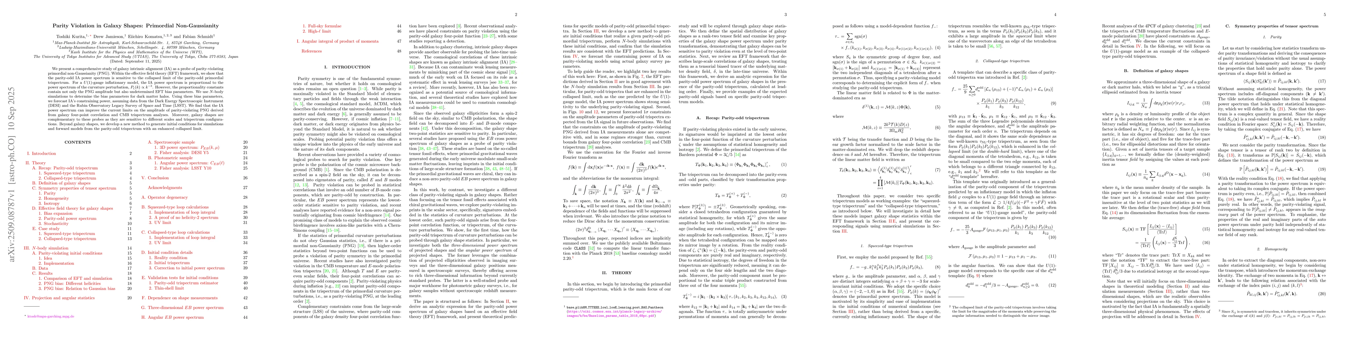 Thumbnail for Parity Violation in Galaxy Shapes: Primordial Non-Gaussianity