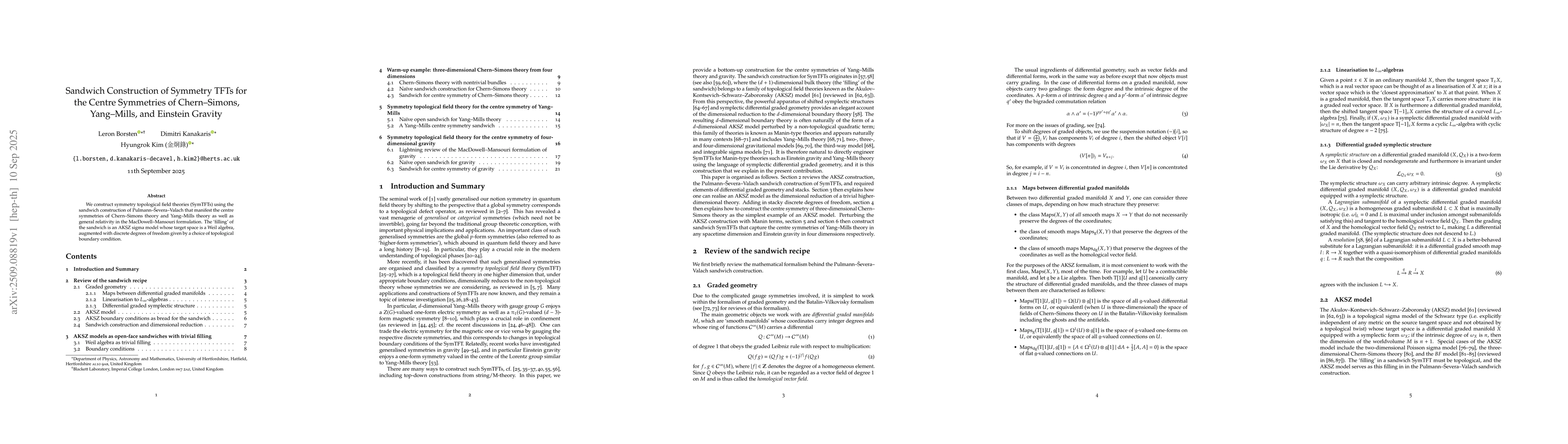 Thumbnail for Sandwich Construction of Symmetry TFTs for the Centre Symmetries of
  Chern-Simons, Yang-Mills, and Einstein Gravity