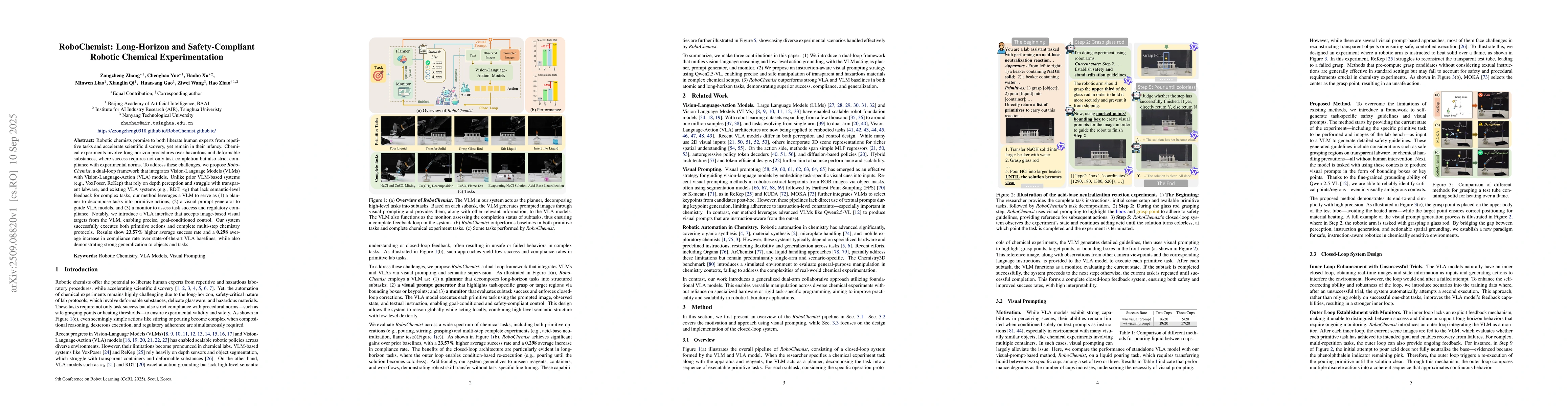 Thumbnail for RoboChemist: Long-Horizon and Safety-Compliant Robotic Chemical
  Experimentation