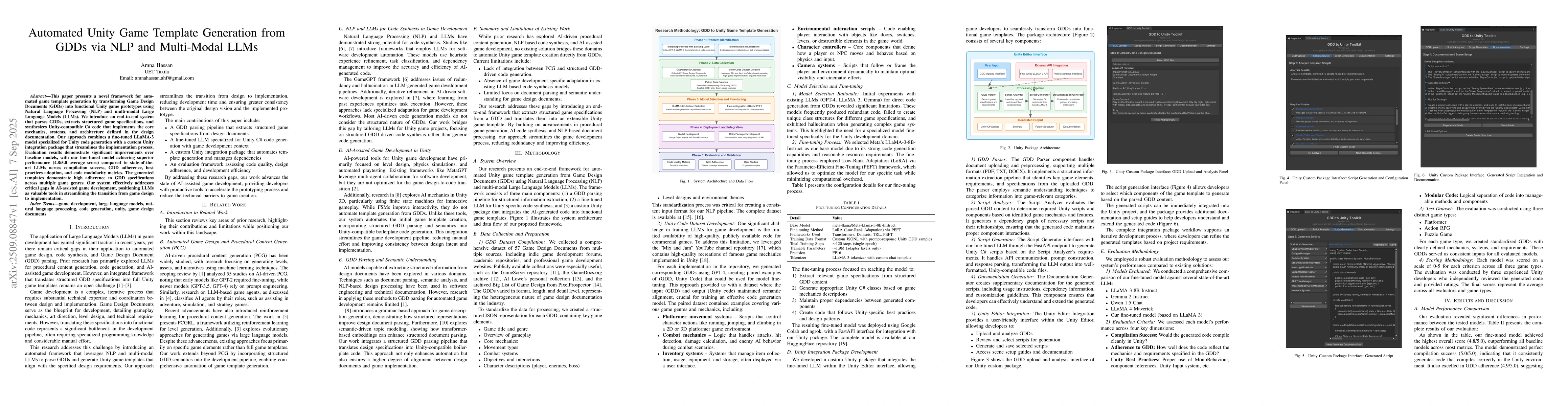 Thumbnail for Automated Unity Game Template Generation from GDDs via NLP and
  Multi-Modal LLMs