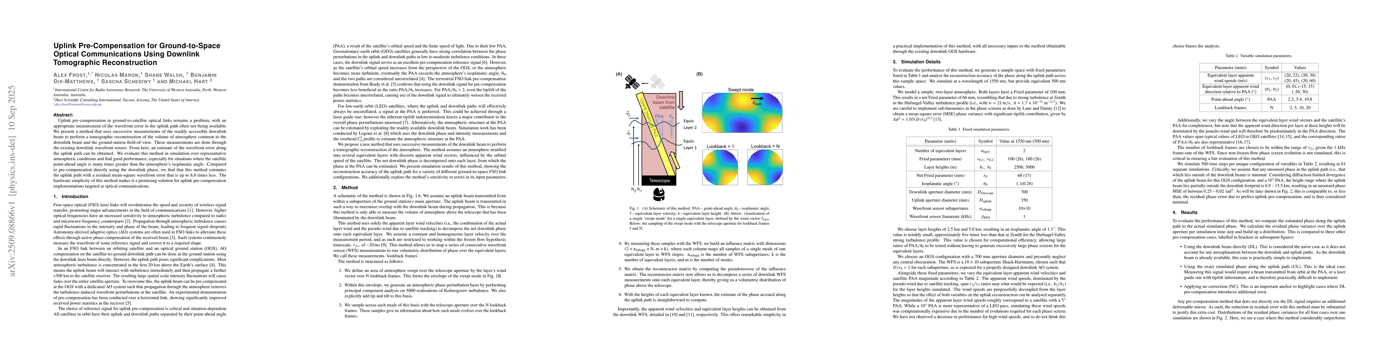 Thumbnail for Uplink Pre-Compensation for Ground-to-Space Optical Communications Using
  Downlink Tomographic Reconstruction