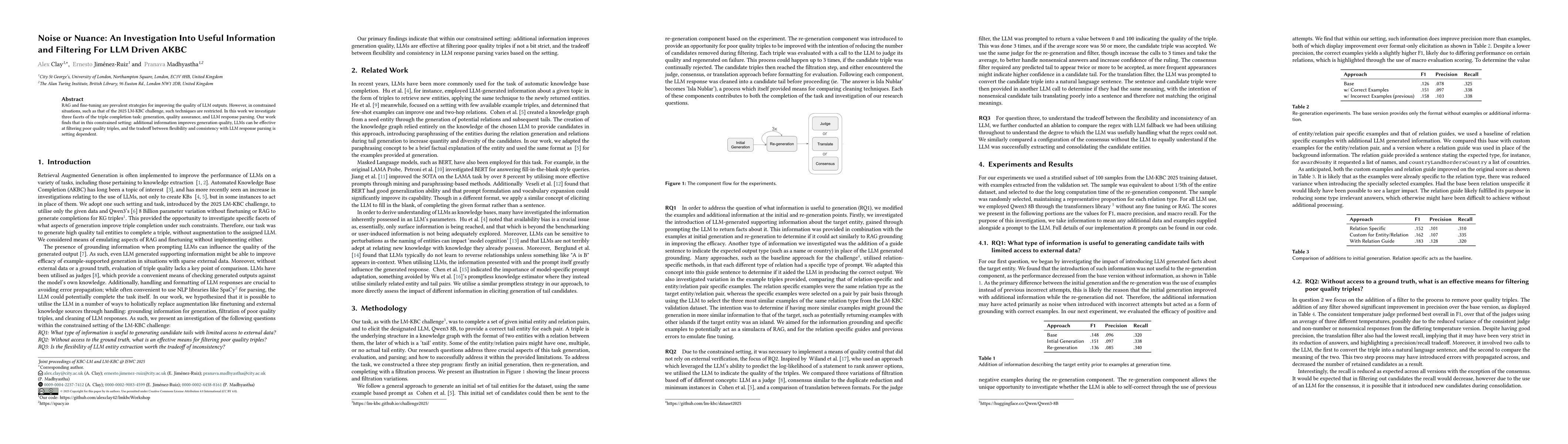 Thumbnail for Noise or Nuance: An Investigation Into Useful Information and Filtering
  For LLM Driven AKBC