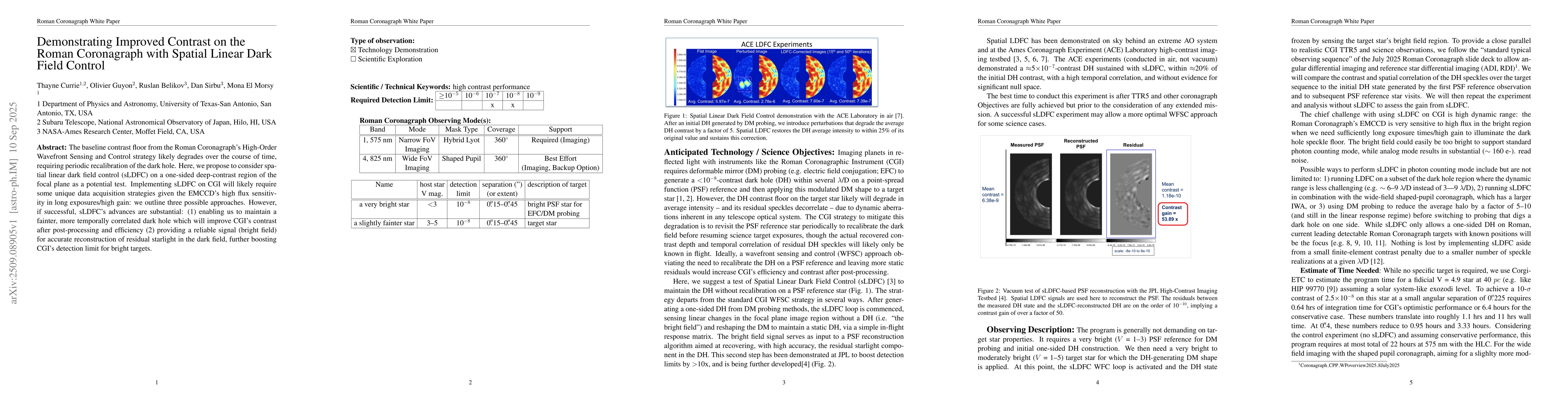 Thumbnail for Demonstrating Improved Contrast on the Roman Coronagraph with Spatial
  Linear Dark Field Control