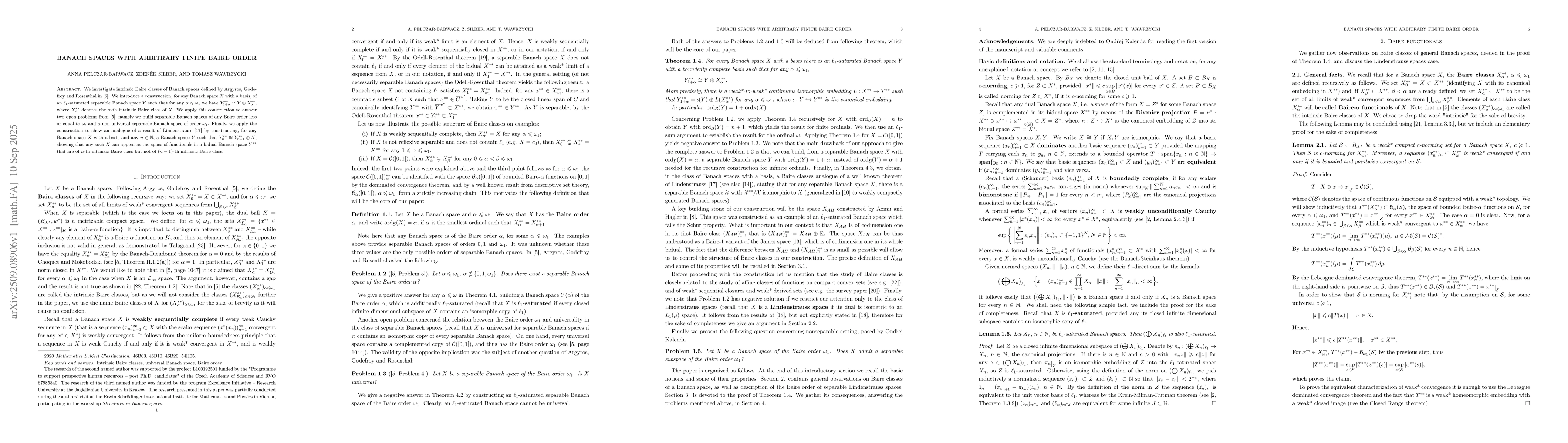 Thumbnail for Banach spaces with arbitrary finite Baire order