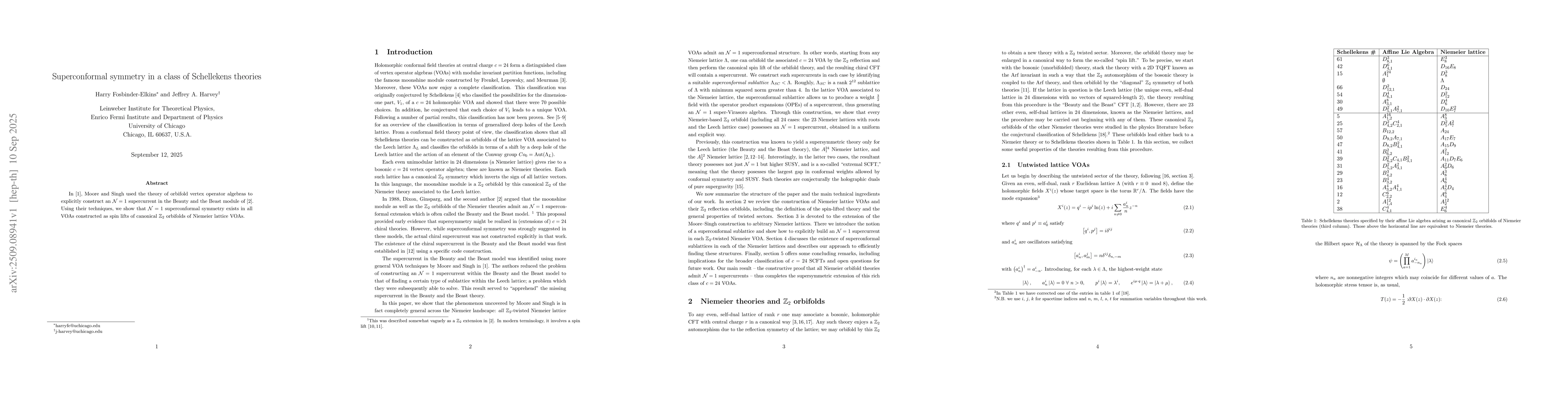 Thumbnail for Superconformal symmetry in a class of Schellekens theories