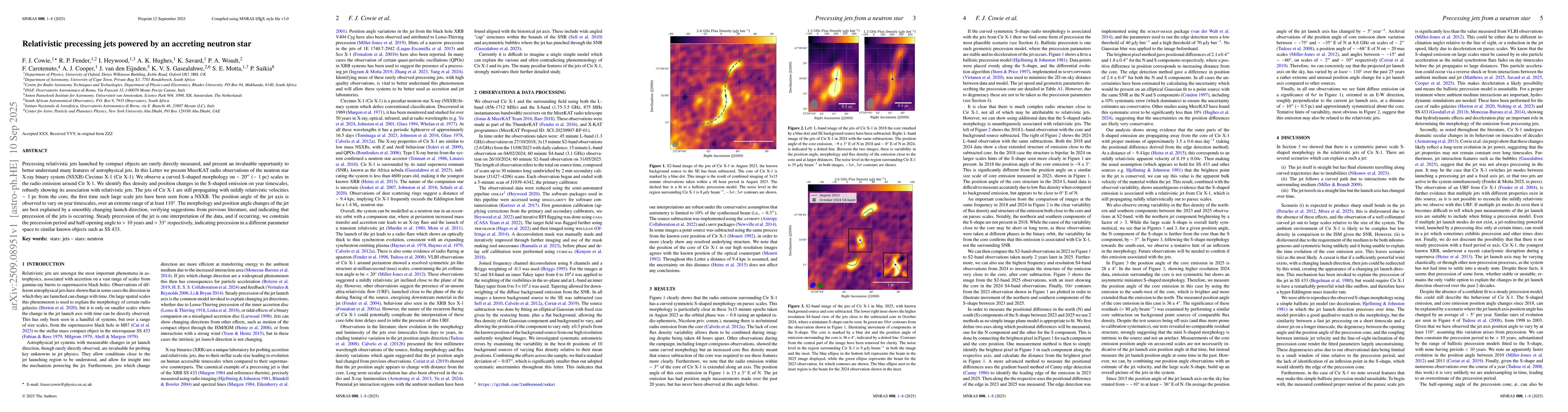 Thumbnail for Relativistic precessing jets powered by an accreting neutron star