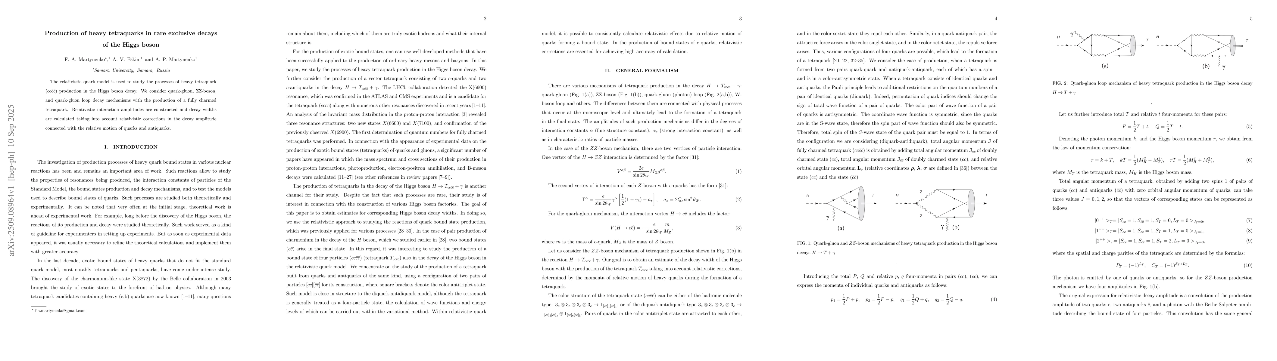 Thumbnail for Production of heavy tetraquarks in rare exclusive decays of the Higgs
  boson