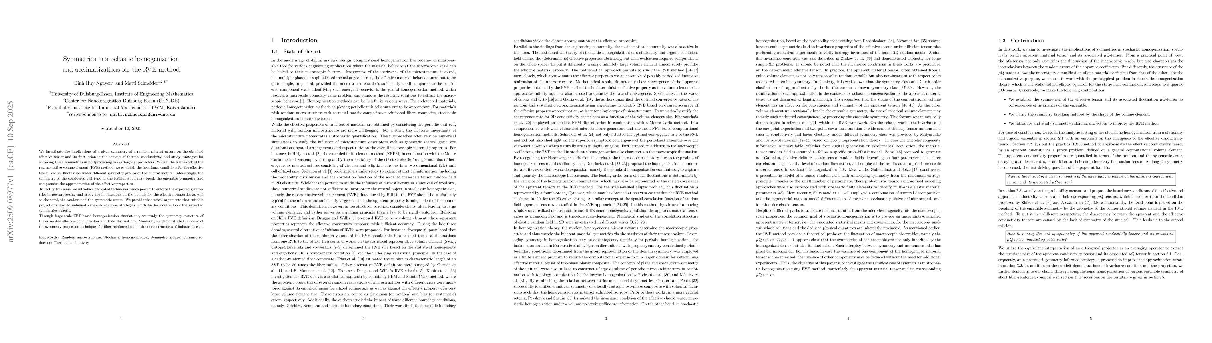 Thumbnail for Symmetries in stochastic homogenization and acclimatizations for the RVE
  method