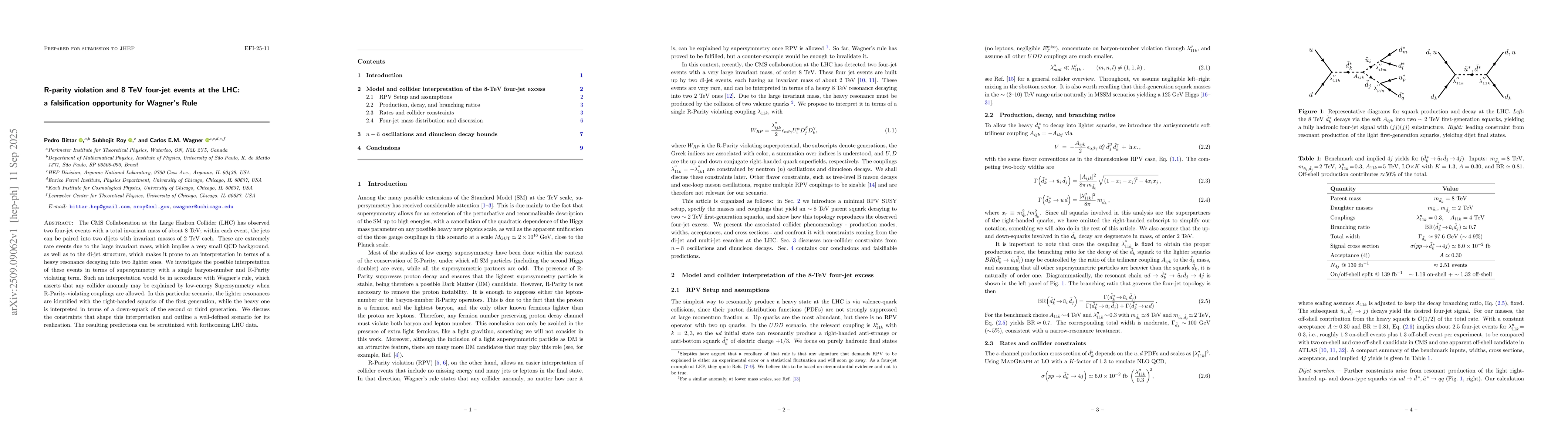 Thumbnail for R-parity violation and 8 TeV four-jet events at the LHC: a falsification
  opportunity for Wagner's Rule