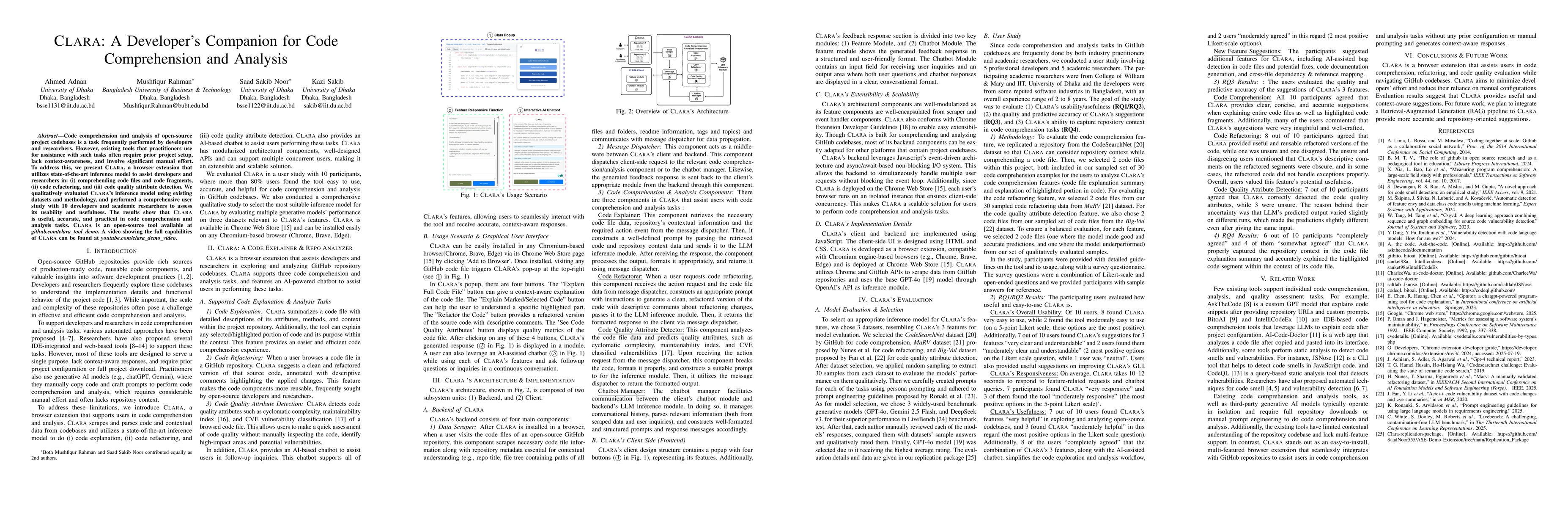 Thumbnail for CLARA: A Developer's Companion for Code Comprehension and Analysis