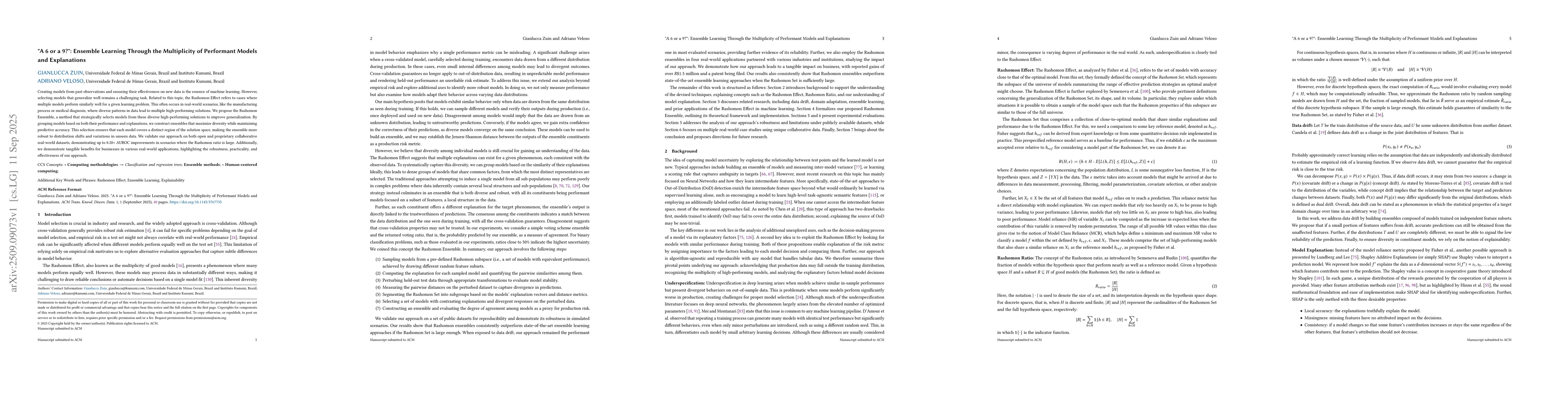 Thumbnail for "A 6 or a 9?": Ensemble Learning Through the Multiplicity of Performant
  Models and Explanations