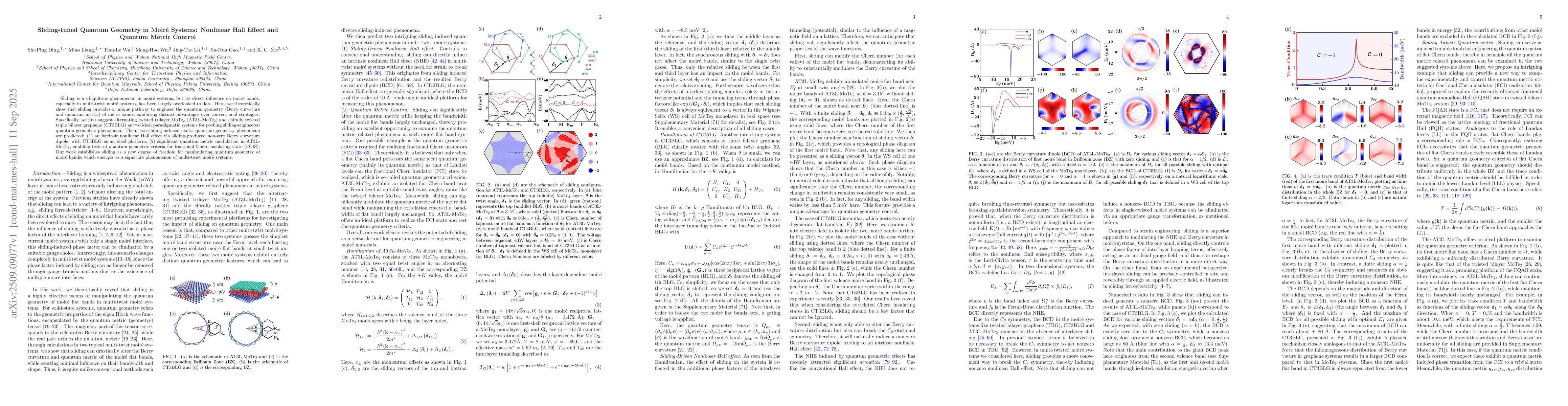Thumbnail for Sliding-tuned Quantum Geometry in Moiré Systems: Nonlinear Hall Effect
  and Quantum Metric Control