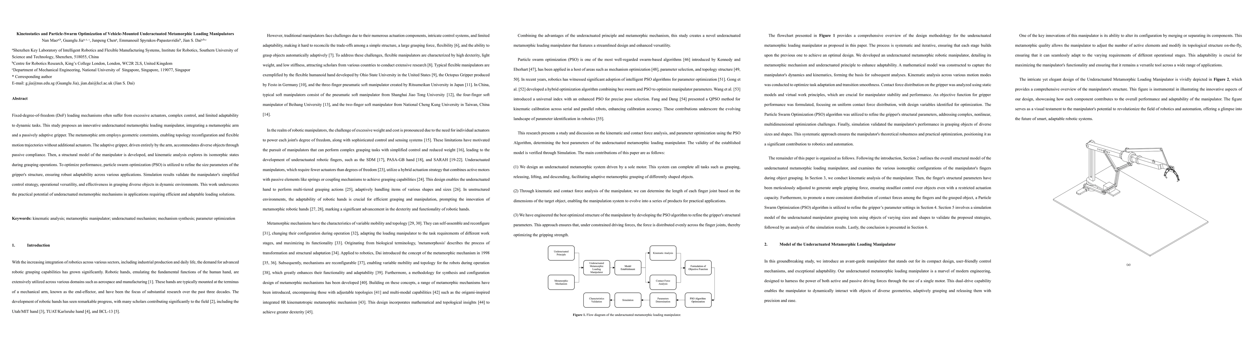 Thumbnail for Kinetostatics and Particle-Swarm Optimization of Vehicle-Mounted
  Underactuated Metamorphic Loading Manipulators